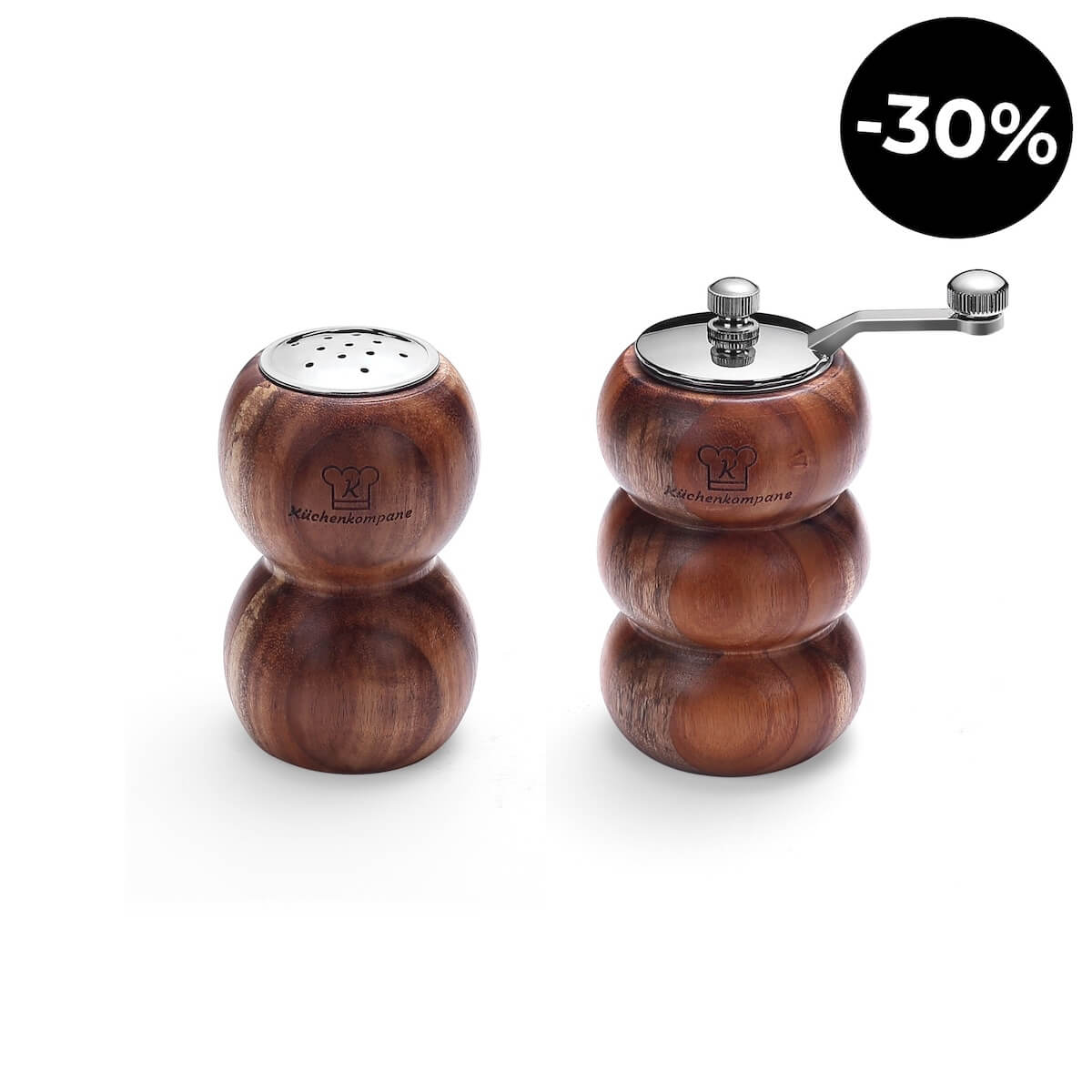 Salero y Molinillo de Pimienta – Set de 2 de Madera de Acacia