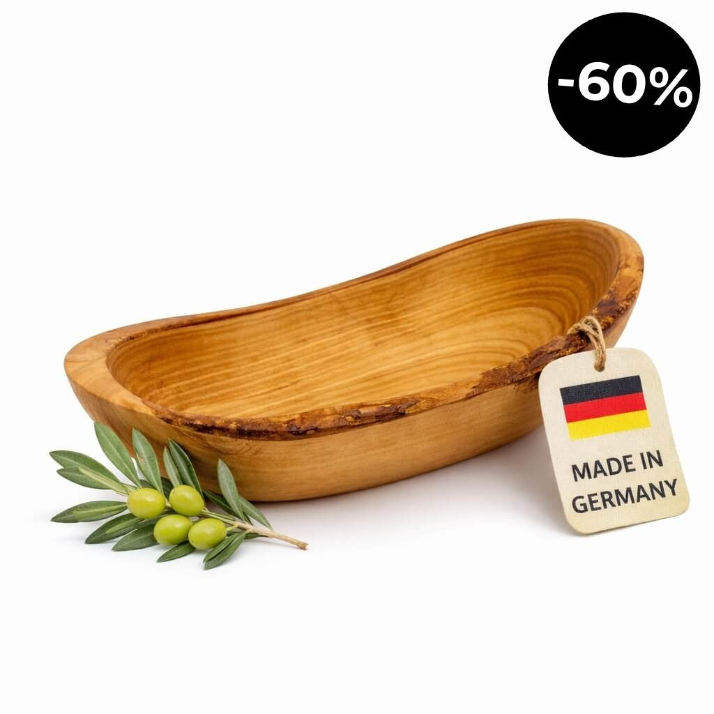 Fuente de Servir de Madera de Olivo - Borde Rústico (16 cm)