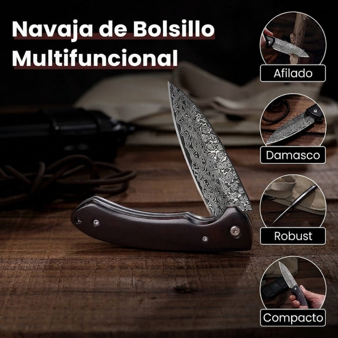 Set de 3 Navajas Premium de Acero de Damasco