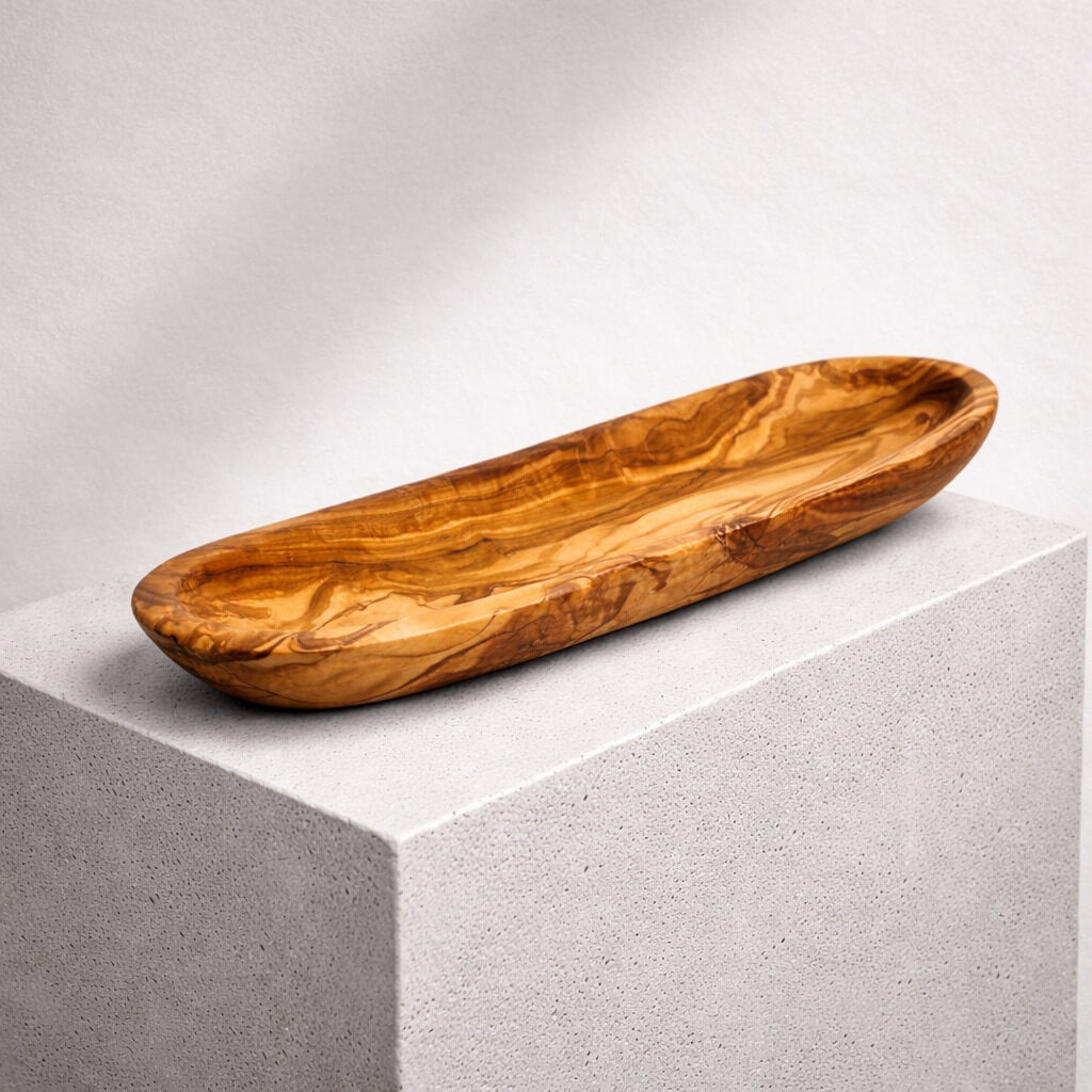 Bandeja para Baguette de Madera de Olivo – Borde Liso (30 cm)