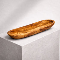 Bandeja para Baguette de Madera de Olivo – Borde Liso (30 cm)
