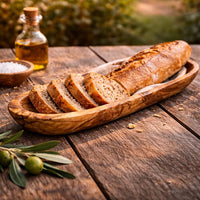 Bandeja para Baguette de Madera de Olivo – Borde Liso (30 cm)
