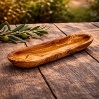 Bandeja para Baguette de Madera de Olivo – Borde Liso (30 cm)
