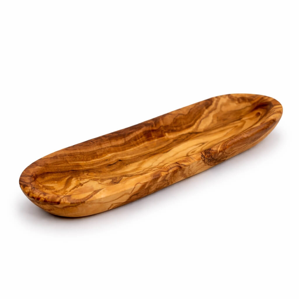Bandeja para Baguette de Madera de Olivo – Borde Liso (30 cm)