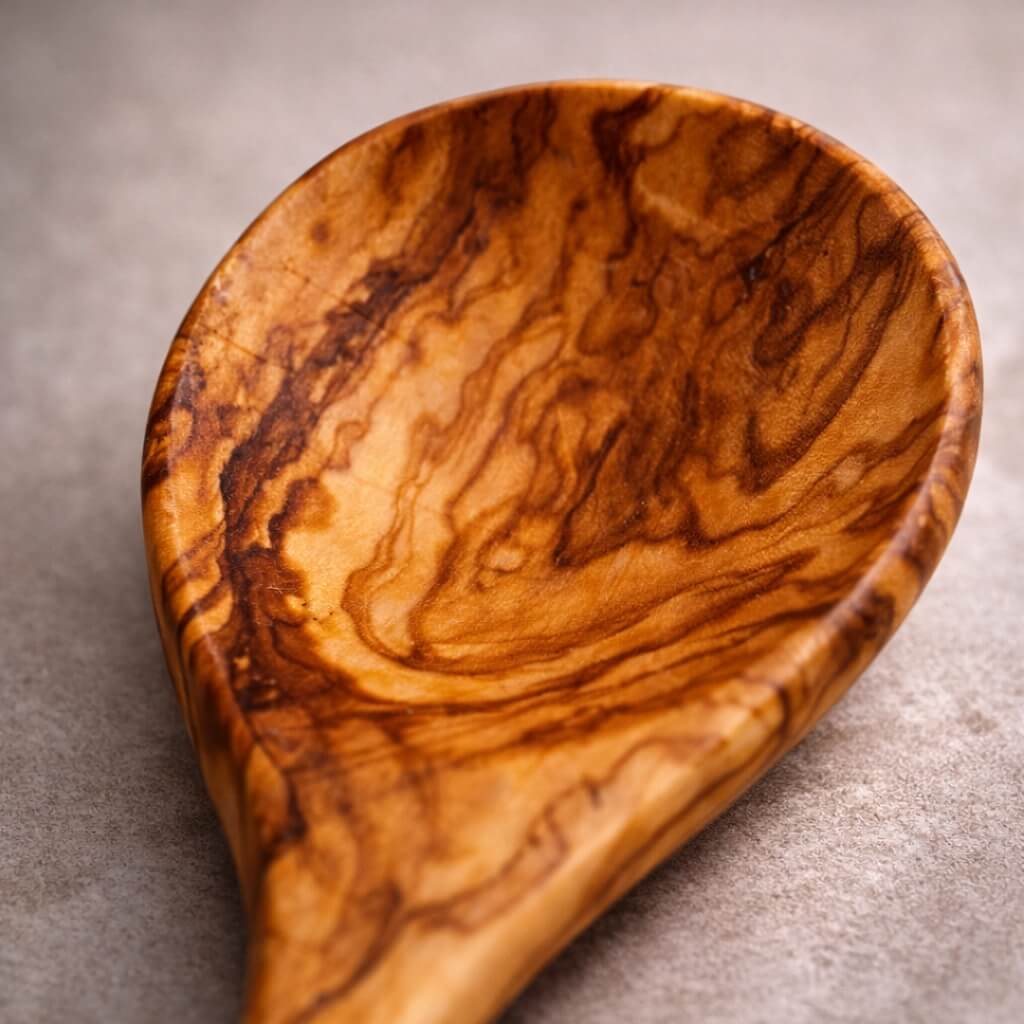 Cuchara de Cocina Redonda de Madera de Olivo (30 cm)
