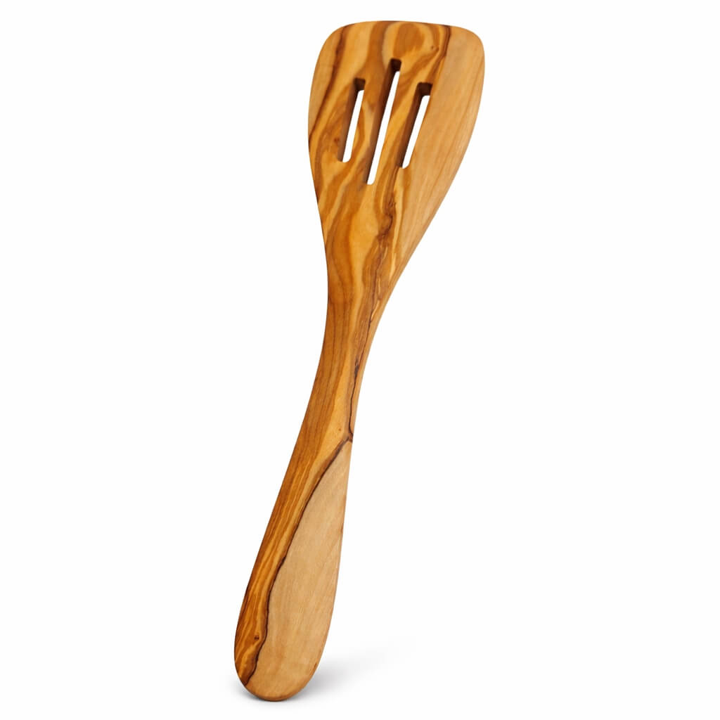 Espátula de Madera de Olivo con Ranuras (30 cm)