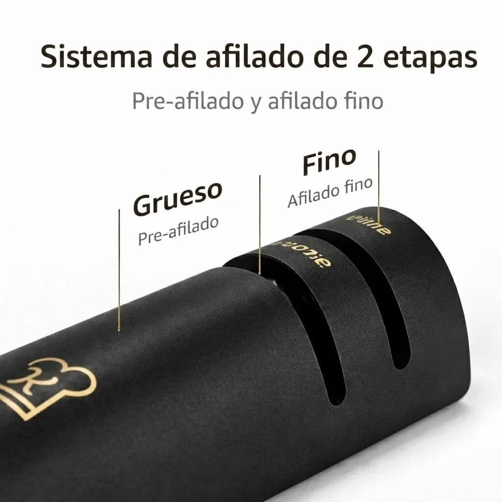Afilador de Cuchillos de Madera - 2 Niveles