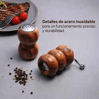 Salero y Molinillo de Pimienta – Set de 2 de Madera de Acacia