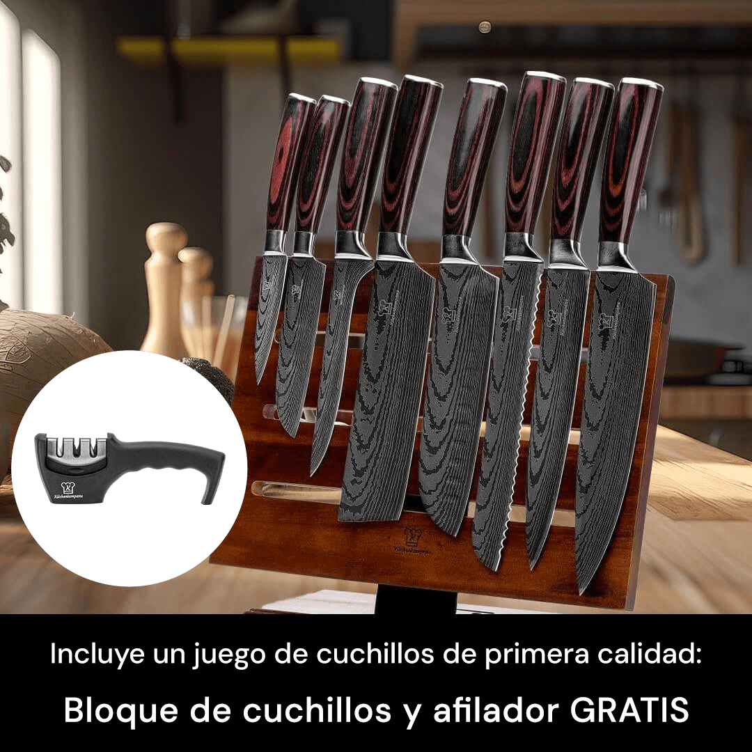 Juego de cuchillos Premium (+ Bloque de cuchillos y afilador GRATIS)