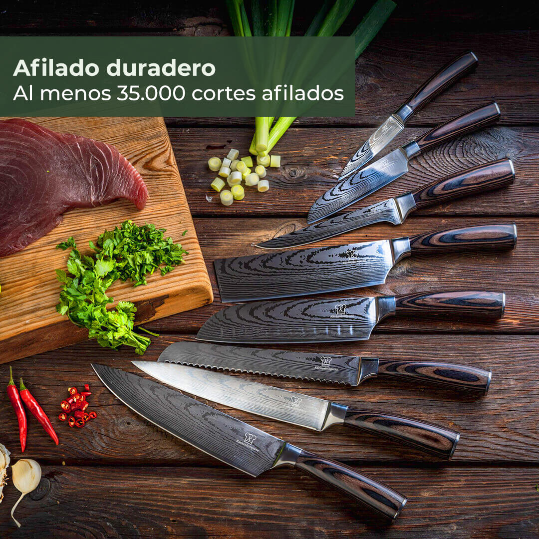 Juego de cuchillos Premium (+ Bloque de cuchillos GRATIS y Afilador)