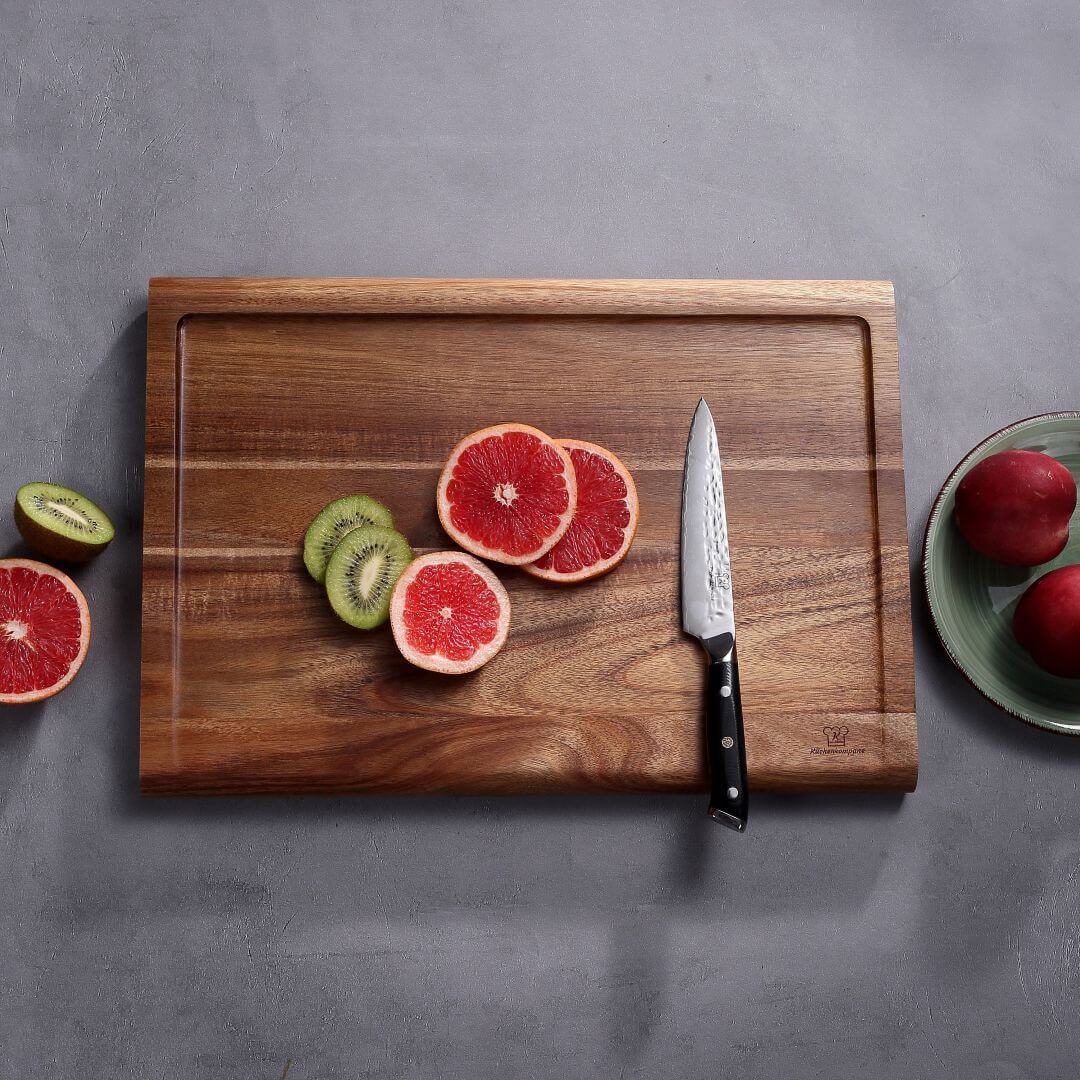 Tabla de Cortar Grande - Doble Cara con Canal para Jugos y Hueco para Aperitivos