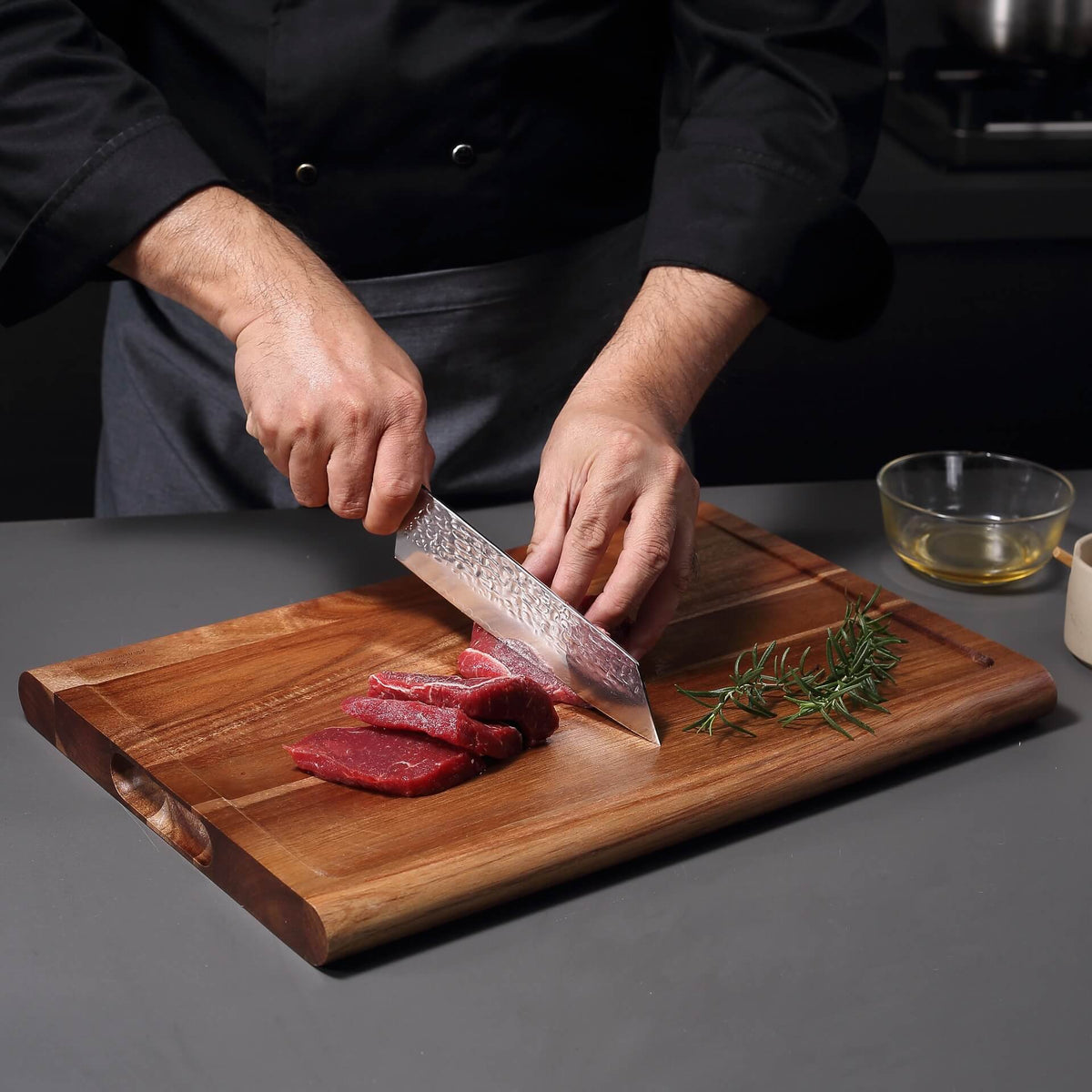 Tabla de Cortar Grande - Doble Cara con Canal para Jugos y Hueco para Aperitivos