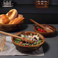 Set de Ensaladeras de Madera de Acacia – 3 Cuencos con Cubiertos para Ensalada