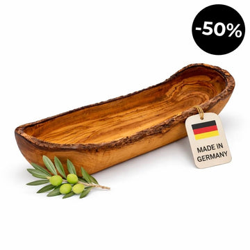 Bandeja para Pan y Baguette de Madera de Olivo - Borde Rústico (30 cm)