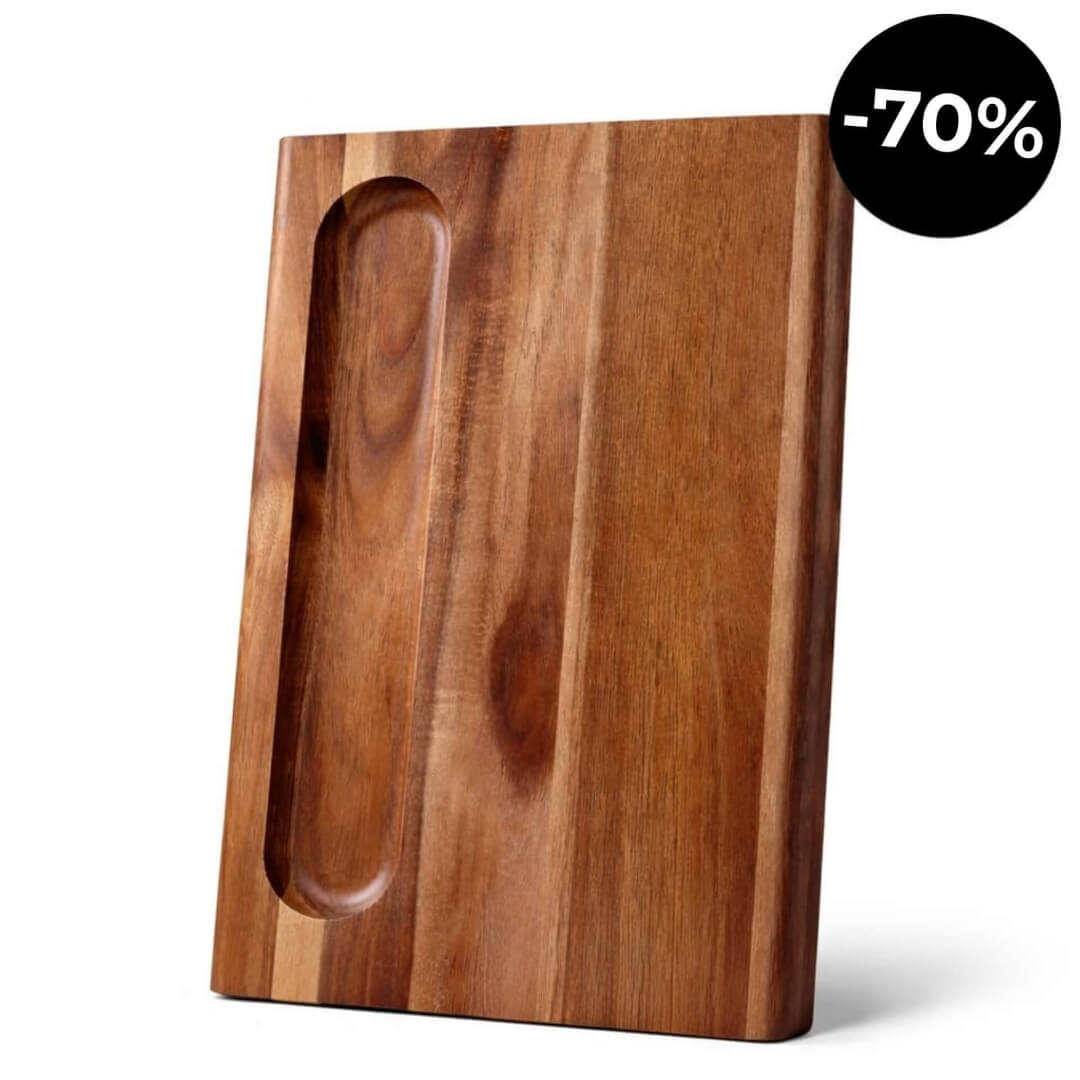 Tabla de Cortar Grande - Doble Cara con Canal para Jugos y Hueco para Aperitivos
