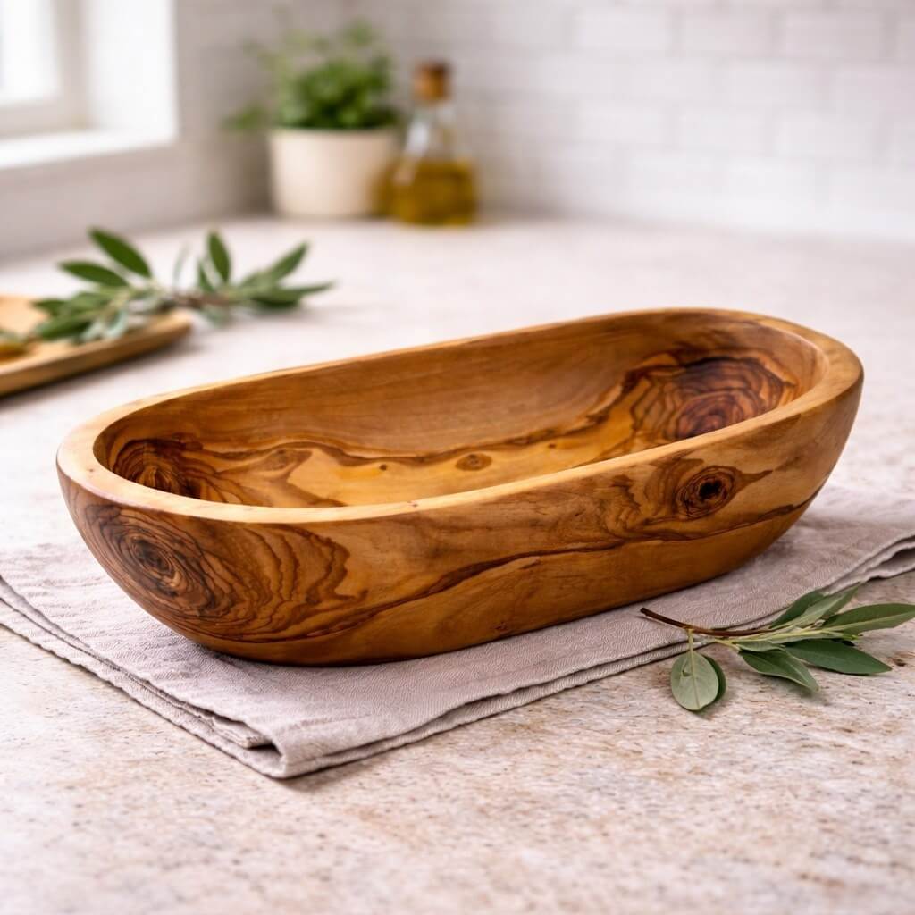Frutero de Madera Maciza de Olivo (29 cm)