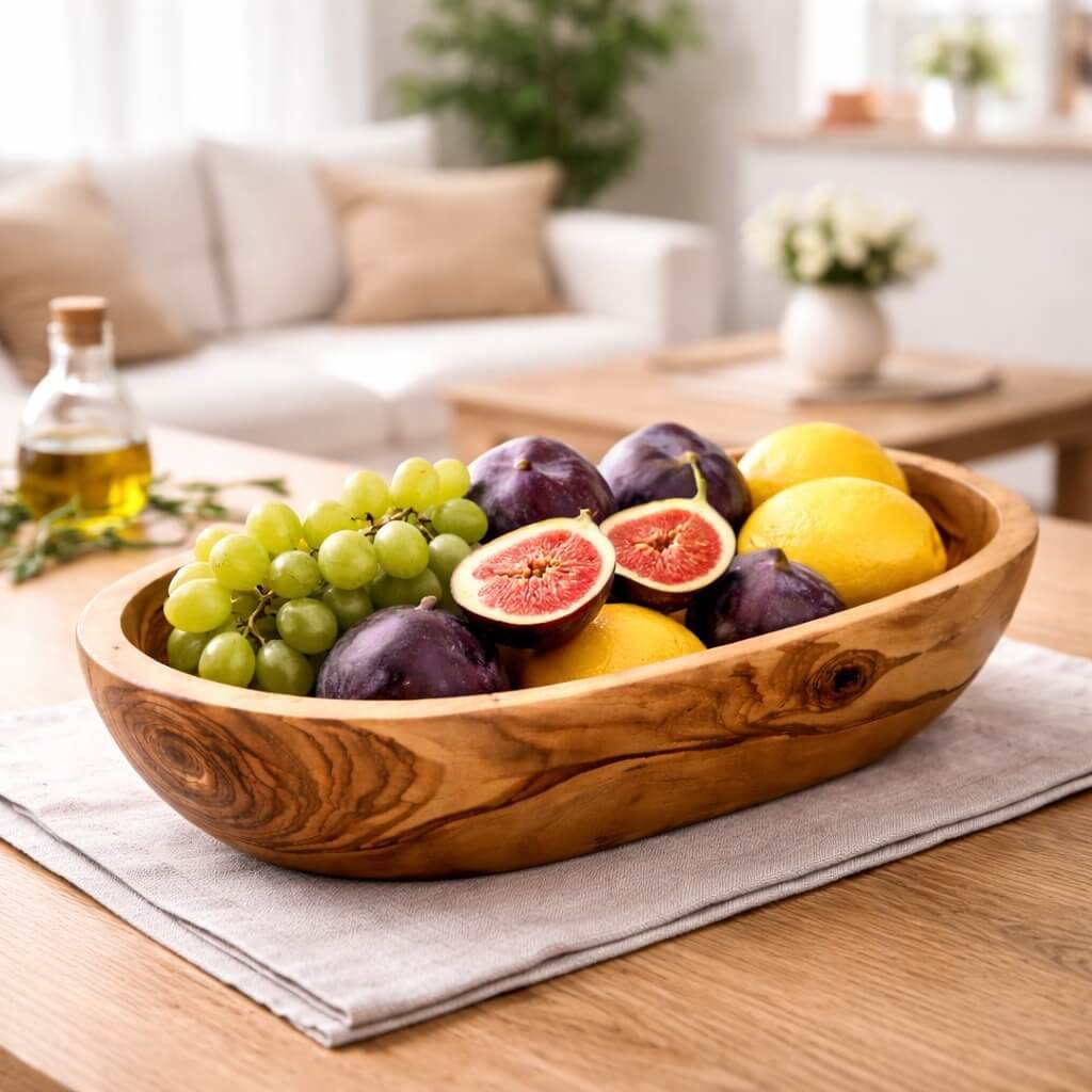 Frutero de Madera Maciza de Olivo (29 cm)