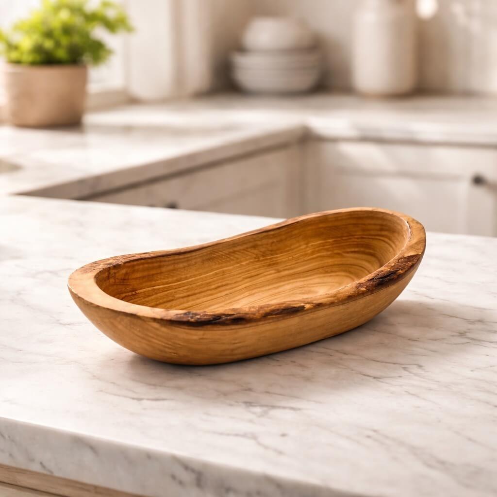 Fuente de Servir de Madera de Olivo - Borde Rústico (16 cm)