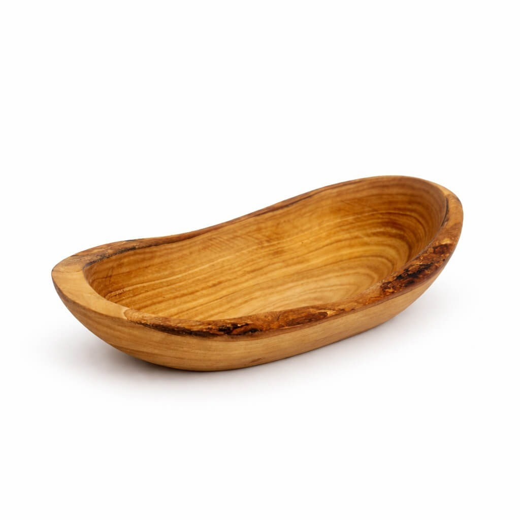 Fuente de Servir de Madera de Olivo - Borde Rústico (16 cm)