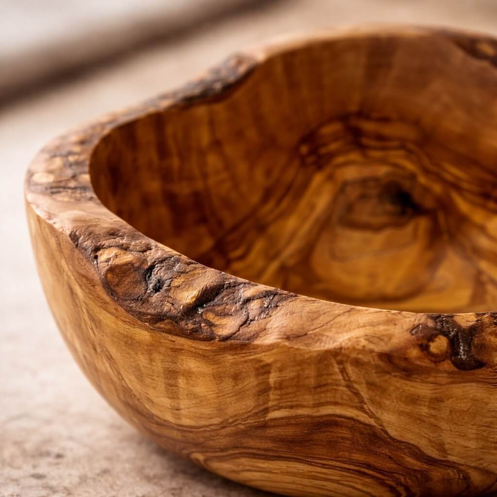 Cuenco de Madera de Olivo - Borde Rústico (Ø 14 cm)