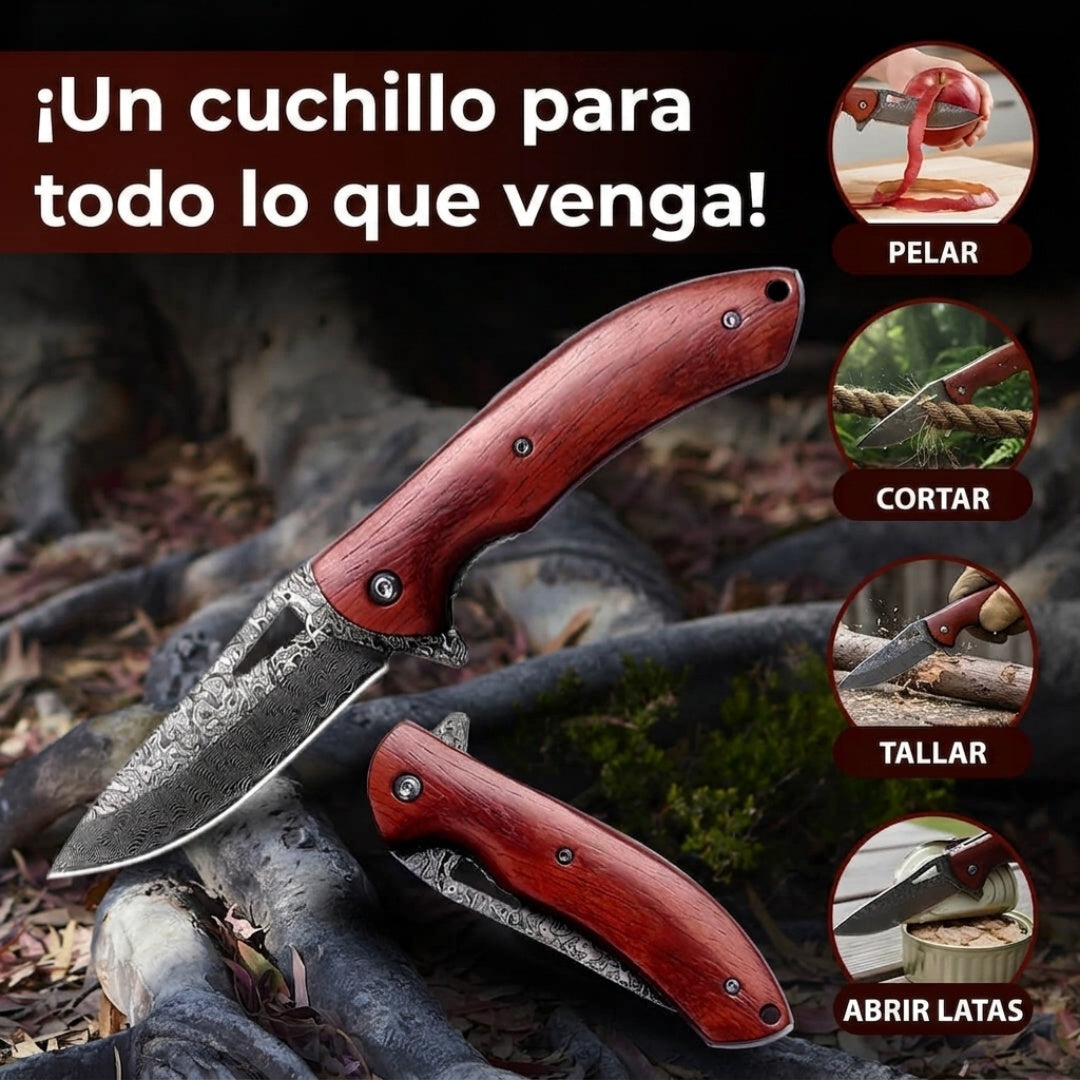 Set de 3 Navajas Premium de Acero de Damasco