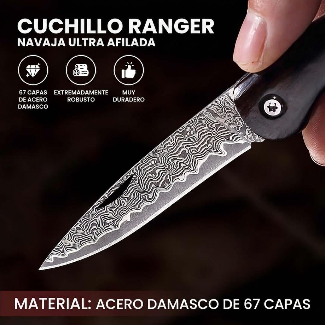 Set de 3 Navajas Premium de Acero de Damasco