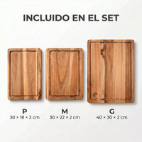 Set de 3 Tablas de Cortar Akashia