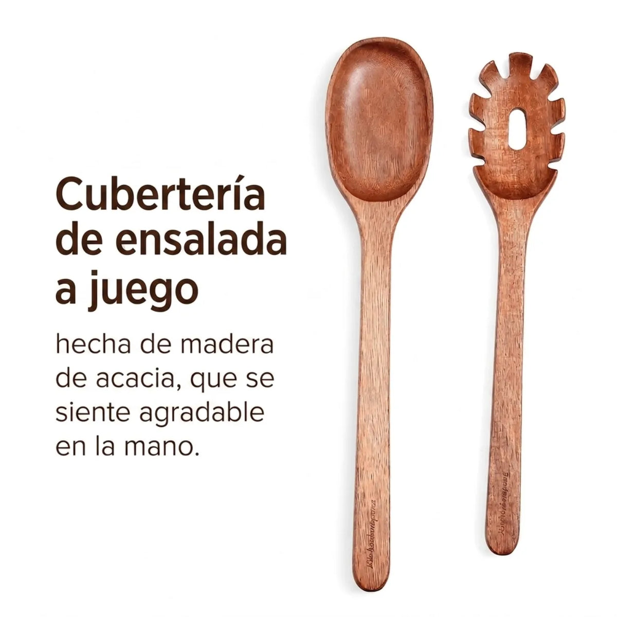 Set de Ensaladeras de Madera de Acacia – 3 Cuencos con Cubiertos para Ensalada