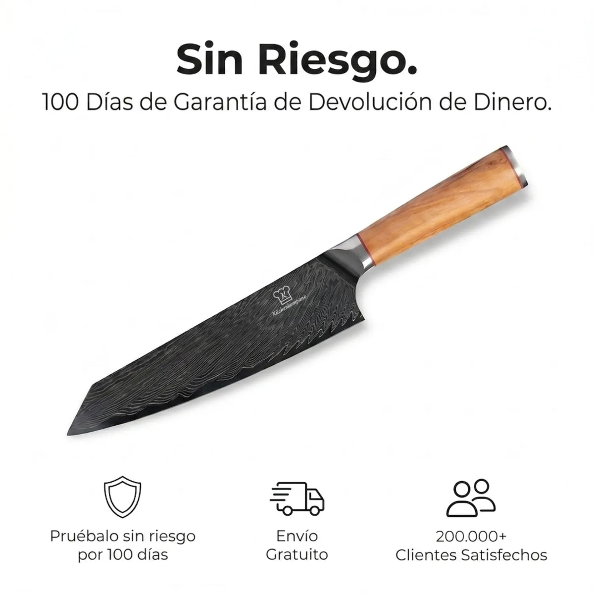 Cuchillo Santoku Damasco Mokuzai