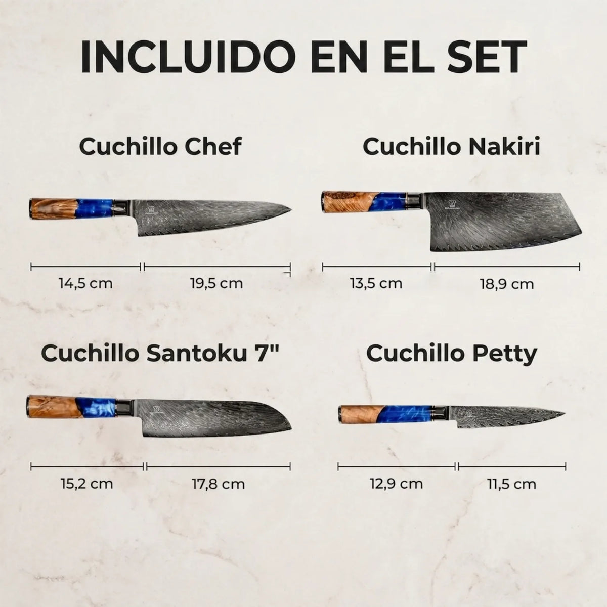 Set de Cuchillos Damasco Aoki