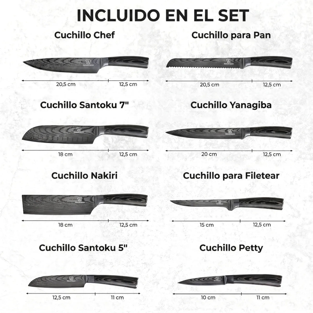 Set de Cuchillos Kurai Premium 8 piezas