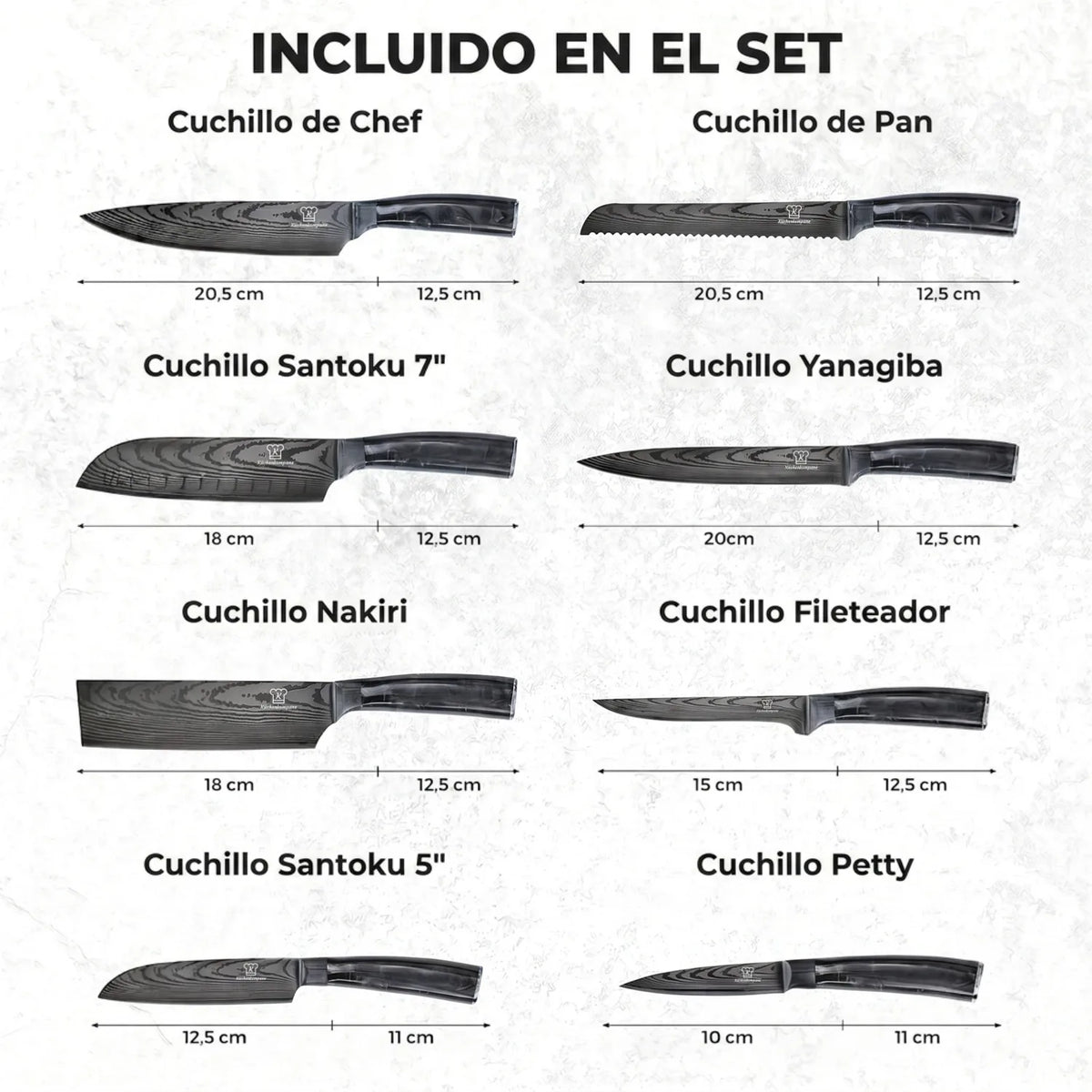 Set de Cuchillos Kuro Premium 8 piezas