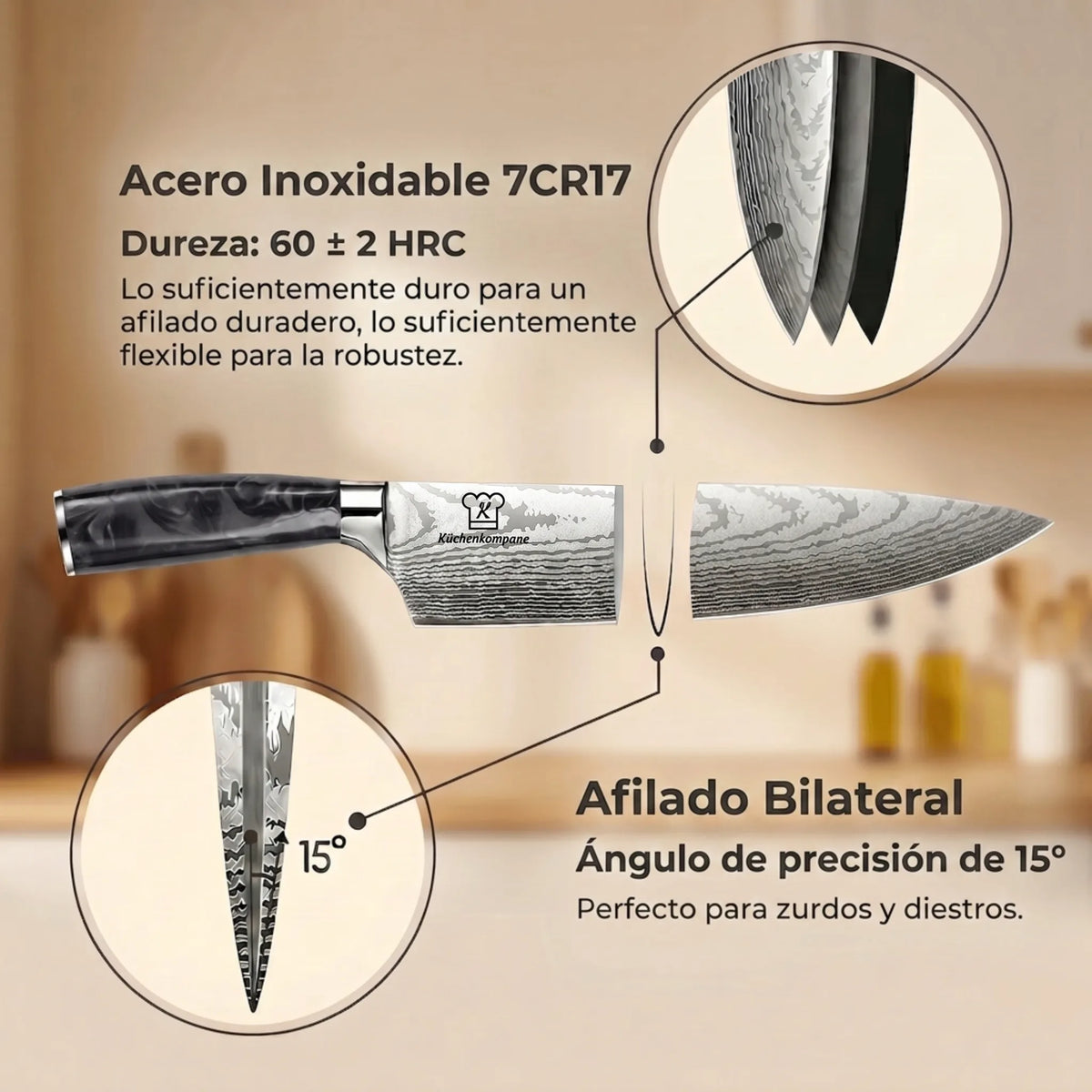 Set de Cuchillos Kuro Premium 8 piezas